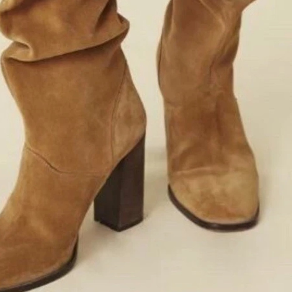 NEW | SPELL Cha Cha Slouch Leather Suede Boots in Tan 39= US 8 - Picture 7 of 13